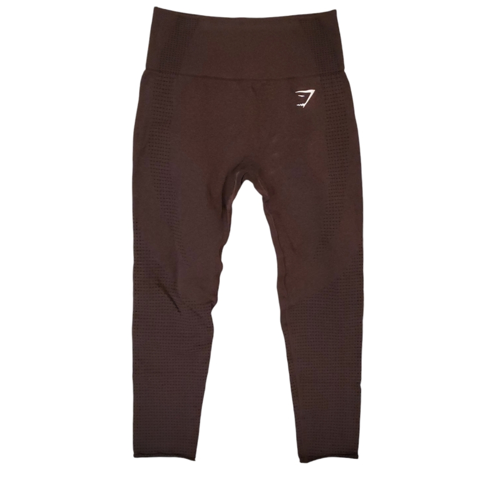 Gymshark Women's Espresso Brown Vital Seamless Workout‎ Cropped Leggings Small